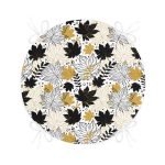 - RealHomes Yuvarlak Fermuarlı Minder - Realhomes  Beyaz Zeminde Gold Detaylı Sonbahar Yaprak Desenli Dijital Baskılı Modern Yuvarlak Fermuarlı Sandalye Minderi Realhomes