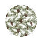 - RealHomes Yuvarlak Fermuarlı Minder - Realhomes Beyaz Zemin Üzerinde Kozalak Desenli Dijital Baskılı Modern Yuvarlak Fermuarlı Sandalye Minderi Realhomes