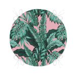 - RealHomes Yuvarlak Fermuarlı Minder - Realhomes  Pastel Zemin Üzerinde Yeşil Yaprak Desenli Dijital Baskılı Modern Yuvarlak Fermuarlı Sandalye Minderi Realhomes