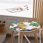 - RealHomes Yuvarlak Fermuarlı Minder - Realhomes Beyaz Zemin Üzerinde Sonbahar Yaprak Desenli Dijital Baskılı Modern Yuvarlak Fermuarlı Sandalye Minderi Realhomes