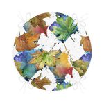 - RealHomes Yuvarlak Fermuarlı Minder - Realhomes Beyaz Zemin Üzerinde Sonbahar Yaprak Desenli Dijital Baskılı Modern Yuvarlak Fermuarlı Sandalye Minderi Realhomes