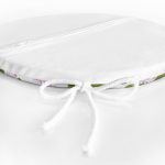 Beyaz Zemin Üzerinde Yeşil Yapraklı Çiçek Desenli Dijital Baskılı Modern Yuvarlak Fermuarlı Sandalye Minderi Realhomes