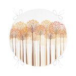 - RealHomes Yuvarlak Fermuarlı Minder - Realhomes Soyut Ağaç Ve Yaprak Figürlü Dijital Baskılı Modern Yuvarlak Fermuarlı Sandalye Minderi Realhomes