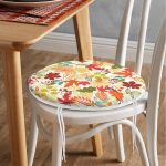 Sonbahar Yaprakları Temalı Dijital Baskılı Modern Yuvarlak Fermuarlı Sandalye Minderi Realhomes