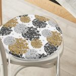 - RealHomes Yuvarlak Fermuarlı Minder - Realhomes Beyaz Zemin Üzerinde Renkli Çiçek Desenli Dijital Baskılı Modern Yuvarlak Fermuarlı Sandalye Minderi Realhomes