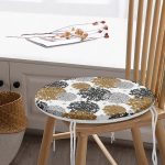 - RealHomes Yuvarlak Fermuarlı Minder - Realhomes Beyaz Zemin Üzerinde Renkli Çiçek Desenli Dijital Baskılı Modern Yuvarlak Fermuarlı Sandalye Minderi Realhomes