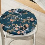 - RealHomes Yuvarlak Fermuarlı Minder - Realhomes  Renkli Zemin Üzerinde Çiçek Desenli Dijital Baskılı Modern Yuvarlak Fermuarlı Sandalye Minderi Realhomes