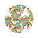 Beyaz Zemin Üzerinde Renkli Yaprak Desenli Dijital Baskılı Modern Yuvarlak Fermuarlı Sandalye Minderi Realhomes