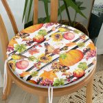 - RealHomes Yuvarlak Fermuarlı Minder - Realhomes  Beyaz Zemin Üzerinde Siyah Çizgili Bal Kabağı Desenli Dijital Baskılı Modern Yuvarlak Fermuarlı Sandalye Minderi Realhomes