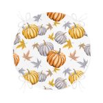 - RealHomes Yuvarlak Fermuarlı Minder - Realhomes  Beyaz Zemin Üzerinde Bal Kabağı Desenli Dijital Baskılı Modern Yuvarlak Fermuarlı Sandalye Minderi Realhomes