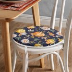 - RealHomes Yuvarlak Fermuarlı Minder - Realhomes  Renkli Zemin Üzerinde Bal Kabağı Desenli Dijital Baskılı Modern Yuvarlak Fermuarlı Sandalye Minderi Realhomes