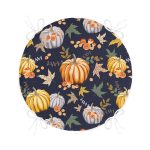 - RealHomes Yuvarlak Fermuarlı Minder - Realhomes  Renkli Zemin Üzerinde Bal Kabağı Desenli Dijital Baskılı Modern Yuvarlak Fermuarlı Sandalye Minderi Realhomes