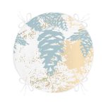 Renkli Zemin Üzerinde Gold Detaylı Mermer Desenli Dijital Baskılı Modern Yuvarlak Fermuarlı Sandalye Minderi Realhomes