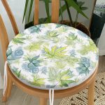 - RealHomes Yuvarlak Fermuarlı Minder - Realhomes Beyaz Zemin Üzerinde Yeşil Renkli Yaprak Desenli Dijital Baskılı Modern Yuvarlak Fermuarlı Sandalye Minderi Realhomes
