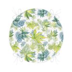 - RealHomes Yuvarlak Fermuarlı Minder - Realhomes Beyaz Zemin Üzerinde Yeşil Renkli Yaprak Desenli Dijital Baskılı Modern Yuvarlak Fermuarlı Sandalye Minderi Realhomes