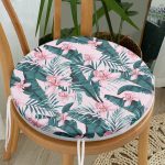 - RealHomes Yuvarlak Fermuarlı Minder - Realhomes  Renkli Zemin Üzerinde Çiçek Desenli Dijital Baskılı Modern Yuvarlak Fermuarlı Sandalye Minderi Realhomes