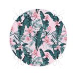 - RealHomes Yuvarlak Fermuarlı Minder - Realhomes  Renkli Zemin Üzerinde Çiçek Desenli Dijital Baskılı Modern Yuvarlak Fermuarlı Sandalye Minderi Realhomes