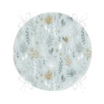 - RealHomes Yuvarlak Fermuarlı Minder - Realhomes  Renkli Zemin Üzerinde Yaprak Desenli Dijital Baskılı Modern Yuvarlak Fermuarlı Sandalye Minderi Realhomes