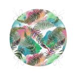 - RealHomes Yuvarlak Fermuarlı Minder - Realhomes  Beyaz Zeminde Renkli Soyut Çizimli Yaprak Desenli Dijital Baskılı Modern Yuvarlak Fermuarlı Sandalye Minderi Realhomes