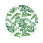 - RealHomes Yuvarlak Fermuarlı Minder - Realhomes Beyaz Zemin Üzerinde Yeşil Yaprak Desenli Dijital Baskılı Modern Yuvarlak Fermuarlı Sandalye Minderi Realhomes