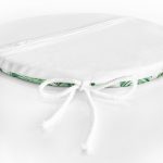 - RealHomes Yuvarlak Fermuarlı Minder - Realhomes Beyaz Zemin Üzerinde Yeşil Yaprak Desenli Dijital Baskılı Modern Yuvarlak Fermuarlı Sandalye Minderi Realhomes