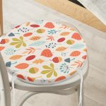 - RealHomes Yuvarlak Fermuarlı Minder - Realhomes Sonbahar Temalı Yaprak Figürlü Dijital Baskılı Modern Yuvarlak Fermuarlı Sandalye Minderi Realhomes