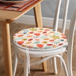 - RealHomes Yuvarlak Fermuarlı Minder - Realhomes Sonbahar Temalı Yaprak Figürlü Dijital Baskılı Modern Yuvarlak Fermuarlı Sandalye Minderi Realhomes