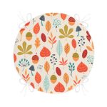 - RealHomes Yuvarlak Fermuarlı Minder - Realhomes Sonbahar Temalı Yaprak Figürlü Dijital Baskılı Modern Yuvarlak Fermuarlı Sandalye Minderi Realhomes