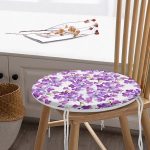 Suluboya Mor Çiçek Figürlü Dijital Baskılı Modern Yuvarlak Fermuarlı Sandalye Minderi Realhomes