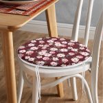 Renkli Zemin Üzerinde Çiçek Desenli Dijital Baskılı Modern Yuvarlak Fermuarlı Sandalye Minderi Realhomes