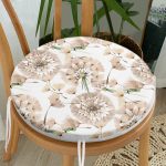 Beyaz Zemin Üzerinde Çiçek Desenli Dijital Baskılı Modern Yuvarlak Fermuarlı Sandalye Minderi Realhomes
