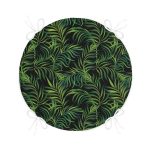 Siyah Zemin Üzerinde Yeşil Yaprak Desenli Dijital Baskılı Modern Yuvarlak Fermuarlı Sandalye Minderi Realhomes