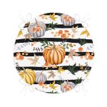 - RealHomes Yuvarlak Fermuarlı Minder - Realhomes  Beyaz Zemin Üzerinde Siyah Çizgili Bal Kabağı Desenli Dijital Baskılı Modern Yuvarlak Fermuarlı Sandalye Minderi Realhomes