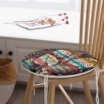 Siyah Zemin Üzerinde Yaprak Desenli Dijital Baskılı Modern Yuvarlak Fermuarlı Sandalye Minderi Realhomes