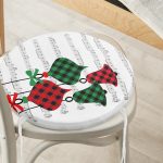 - RealHomes Yuvarlak Fermuarlı Minder - Realhomes  Beyaz Zemin Üzerinde Ekose Desenli Çan Desenli Dijital Baskılı Modern Yuvarlak Fermuarlı Sandalye Minderi Realhomes