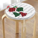 - RealHomes Yuvarlak Fermuarlı Minder - Realhomes  Beyaz Zemin Üzerinde Ekose Desenli Çan Desenli Dijital Baskılı Modern Yuvarlak Fermuarlı Sandalye Minderi Realhomes