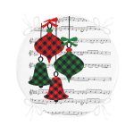 - RealHomes Yuvarlak Fermuarlı Minder - Realhomes  Beyaz Zemin Üzerinde Ekose Desenli Çan Desenli Dijital Baskılı Modern Yuvarlak Fermuarlı Sandalye Minderi Realhomes