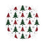 Beyaz Zemin Üzerinde Ekoseli Çam Ağacı Desenli Dijital Baskılı Modern Yuvarlak Fermuarlı Sandalye Minderi Realhomes