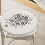 - RealHomes Yuvarlak Fermuarlı Minder - Realhomes  Pastel Zemin Üzerinde Çiçek Desenli Dijital Baskılı Modern Yuvarlak Fermuarlı Sandalye Minderi Realhomes