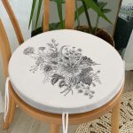 - RealHomes Yuvarlak Fermuarlı Minder - Realhomes  Pastel Zemin Üzerinde Çiçek Desenli Dijital Baskılı Modern Yuvarlak Fermuarlı Sandalye Minderi Realhomes