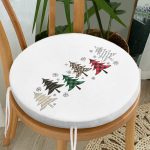 - RealHomes Yuvarlak Fermuarlı Minder - Realhomes  Beyaz Zemin Üzerinde Ekoseli Çam Ağacı Desenli Dijital Baskılı Modern Yuvarlak Fermuarlı Sandalye Minderi Realhomes