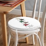 - RealHomes Yuvarlak Fermuarlı Minder - Realhomes  Beyaz Zemin Üzerinde Ekoseli Çam Ağacı Desenli Dijital Baskılı Modern Yuvarlak Fermuarlı Sandalye Minderi Realhomes