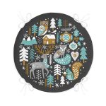 - RealHomes Yuvarlak Fermuarlı Minder - Realhomes Pastel Zemin Üzerinde Yılbaşı Desenli Dijital Baskılı Modern Yuvarlak Fermuarlı Sandalye Minderi Realhomes