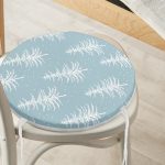 - RealHomes Yuvarlak Fermuarlı Minder - Realhomes  Renkli Zemin Üzerinde Beyaz Çam Ağacı Desenli Dijital Baskılı Modern Yuvarlak Fermuarlı Sandalye Minderi Realhomes