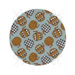 Pastel Zemin Üzerinde Ekoseli Balkabağı Dijital Baskılı Modern Yuvarlak Fermuarlı Sandalye Minderi Realhomes