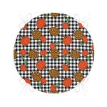 - RealHomes Yuvarlak Fermuarlı Minder - Realhomes  Siyah Beyaz Ekose Üzerinde Renkli Balkabağı Desenli Dijital Baskılı Modern Yuvarlak Fermuarlı Sandalye Minderi Realhomes