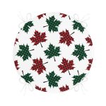 - RealHomes Yuvarlak Fermuarlı Minder - Realhomes  Beyaz Zemin Üzerinde Ekoseli Sonbahar Yaprak Desenli Dijital Baskılı Modern Yuvarlak Fermuarlı Sandalye Minderi Realhomes