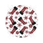 Beyaz Zemin Üzerinde Ekoseli Kar tanesi Desenli Dijital Baskılı Modern Yuvarlak Fermuarlı Sandalye Minderi Realhomes