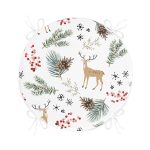 - RealHomes Yuvarlak Fermuarlı Minder - Realhomes Beyaz Zemin Üzerinde Renkli Çam Yaprağı Desenli Dijital Baskılı Modern Yuvarlak Fermuarlı Sandalye Minderi Realhomes