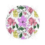 Beyaz Zemin Üzerinde Renkli Çiçek Desenli Dijital Baskılı Modern Yuvarlak Fermuarlı Sandalye Minderi Realhomes